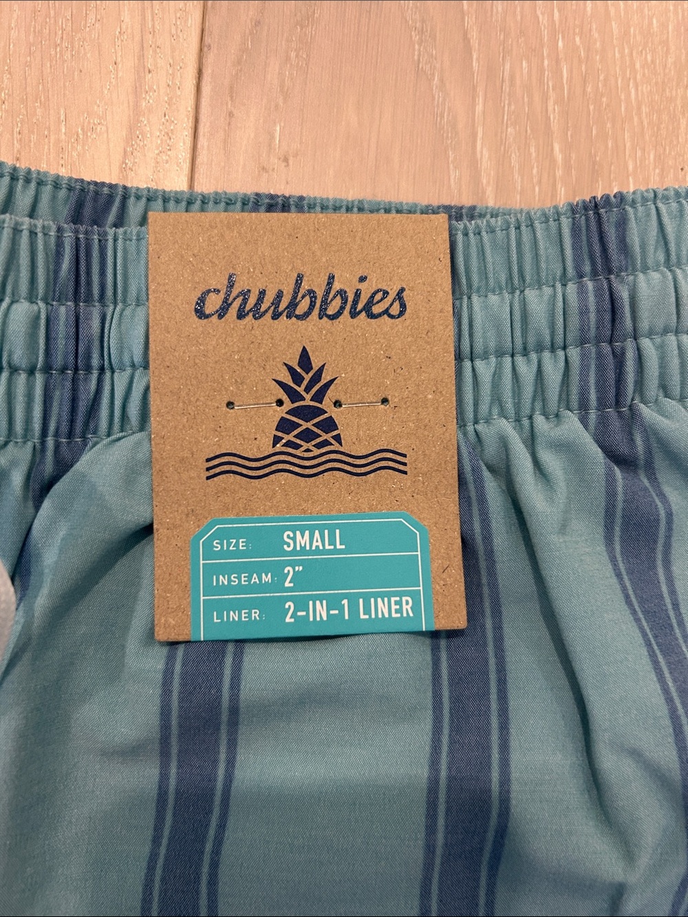 Chubbies Teal Swim Shorts with Navy Stripes - Picture 2 of 5